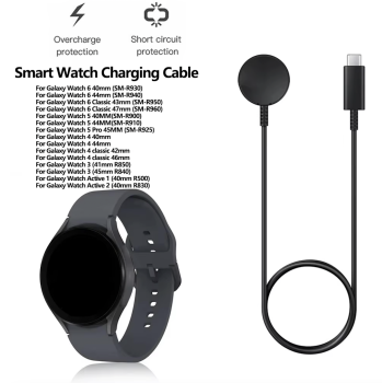 Valmento PD Typ USB-C Ladekabel für Samsung Galaxy Watch 6 / 5 Pro / 4 / 3 – Magnetisches Kabelloses Laden